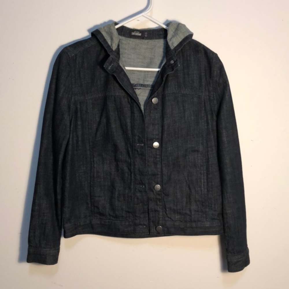 Denim Hooded Jacket - Dark Blue